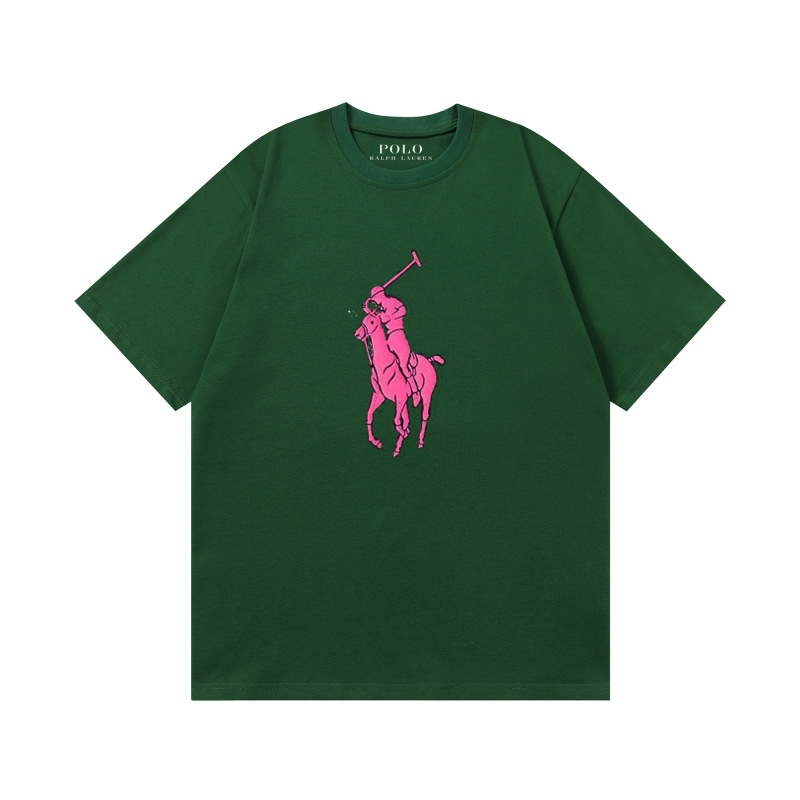 クロスボーダー 25ssRL Laff's 高品質刺繍ロゴ ルーズコットン 半袖 メンズ レディース おしゃれで万能なTシャツ|undefined