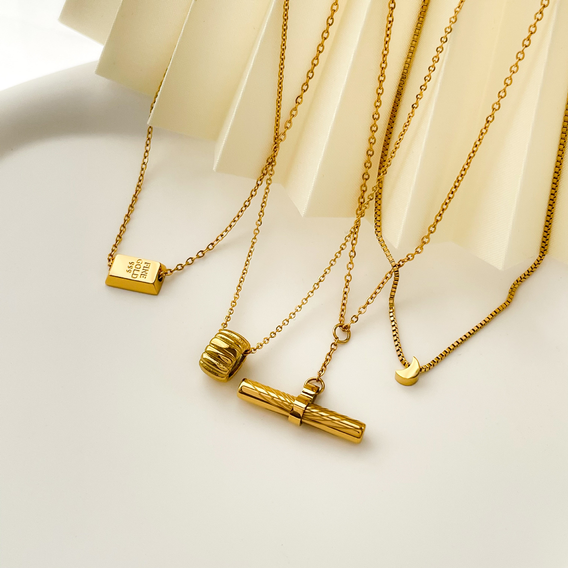 14g Weight Necklace Classification cable chain Chain Type 1 Piece Quantity Hip-hop Retro Solid Color Titanium Steel Chain Necklace