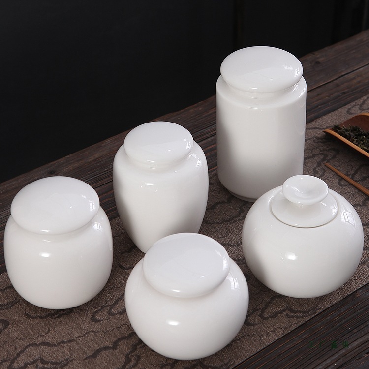 德化白瓷陶瓷茶叶罐密封储物通用防潮红茶绿茶普洱包装罐子可定