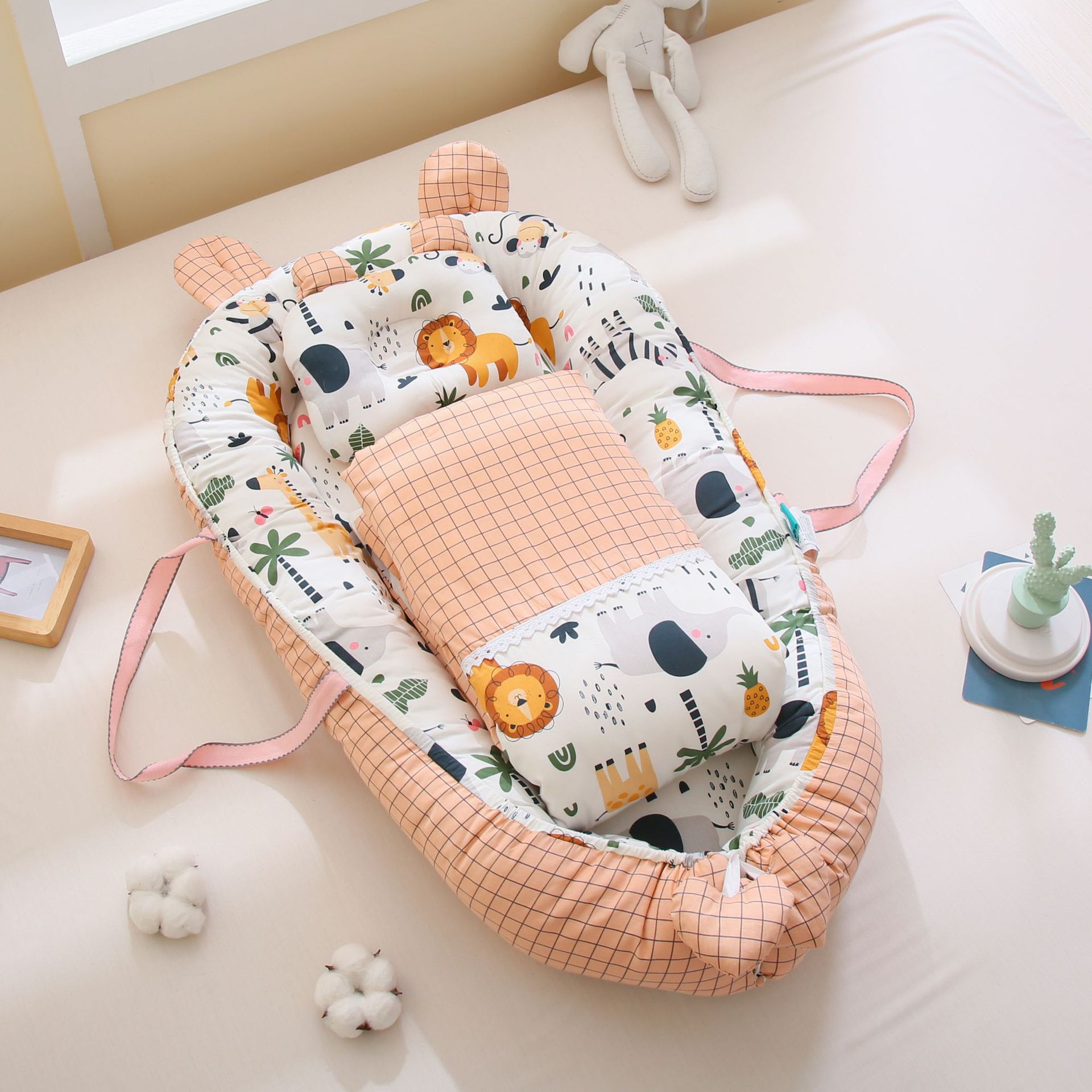 Cama portátil cama media cuna bebé móvil recién nacido pequeña cama biónica anti-escupir leche cama anti-presión