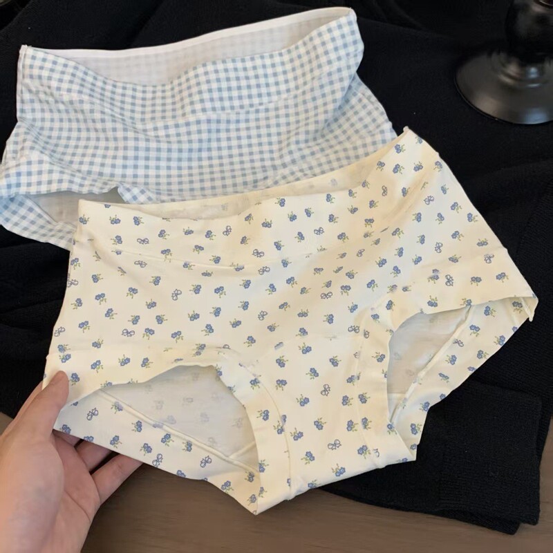 Japanese-Style Printed Cotton Cute Boxer Briefs for Women, Printed 10A Extended Crotch Breathable Mid-Waist All-Cotton Panties for Women