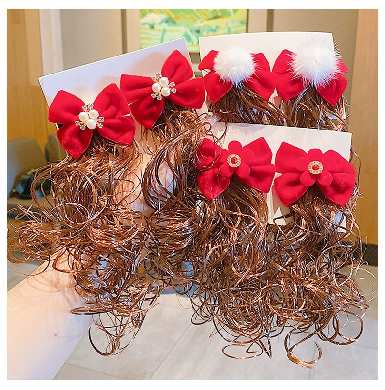 Red bow wig hair clip