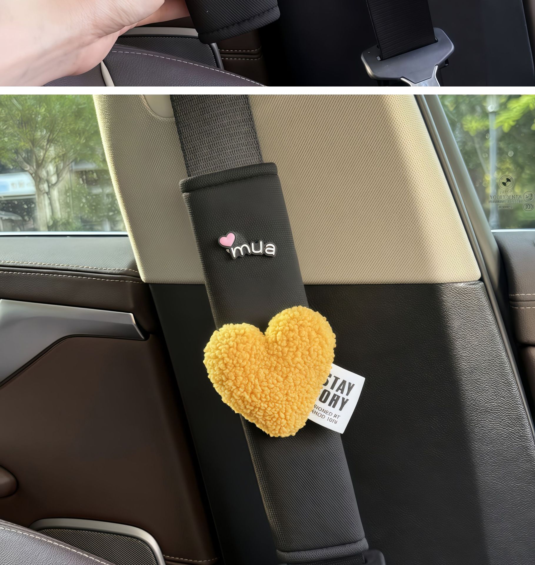Seat Belt Shoulder Protector, Soft Anti-Wear Clothing, Breathable Anti-Strangle Shoulder Safety Belt Protective Cover, Universal Car Heart Decoration