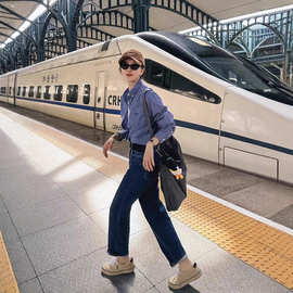 现货miumiu家长袖衬衫女polo领设计感修身显瘦纽扣开衫薄款上衣女