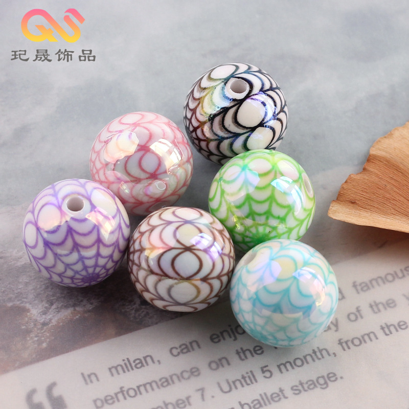 Halloween Spider Web Uv Plated Straight Hole 16mm Round Beads DIY Mobile Phone Chain Bracelet Necklace Hanging Ring Jewelry Accessories Halloween Spider Web Uv Plated Straight Hole 16mm Round Beads DIY Mobile Phone Chain Bracelet Necklace Hanging Ring Jewelry Accessories
