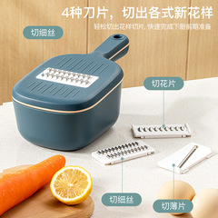 多功能切菜器家用廚房切絲神器瀝水籃帶刷子土豆絲切片擦絲刨絲器