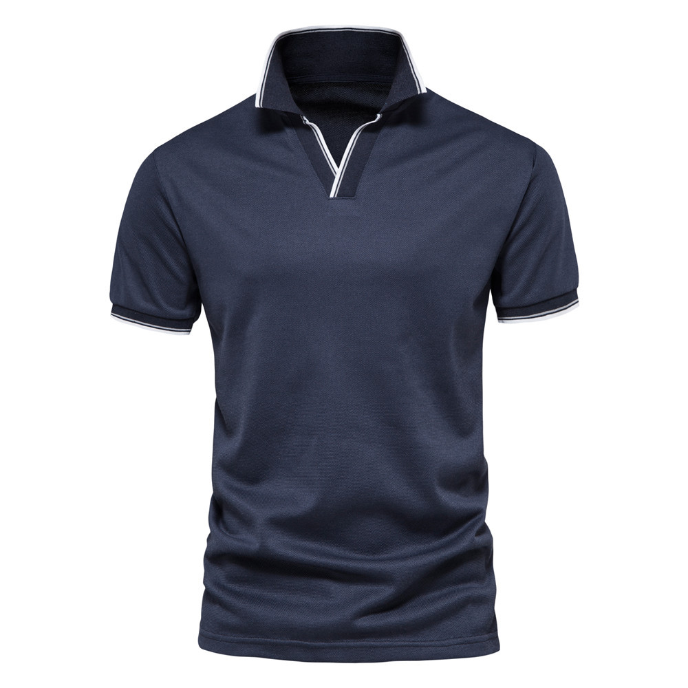 Polo Sugi da uomo, maglia a maniche corte con scollo a V di alta qualità._voghion.com