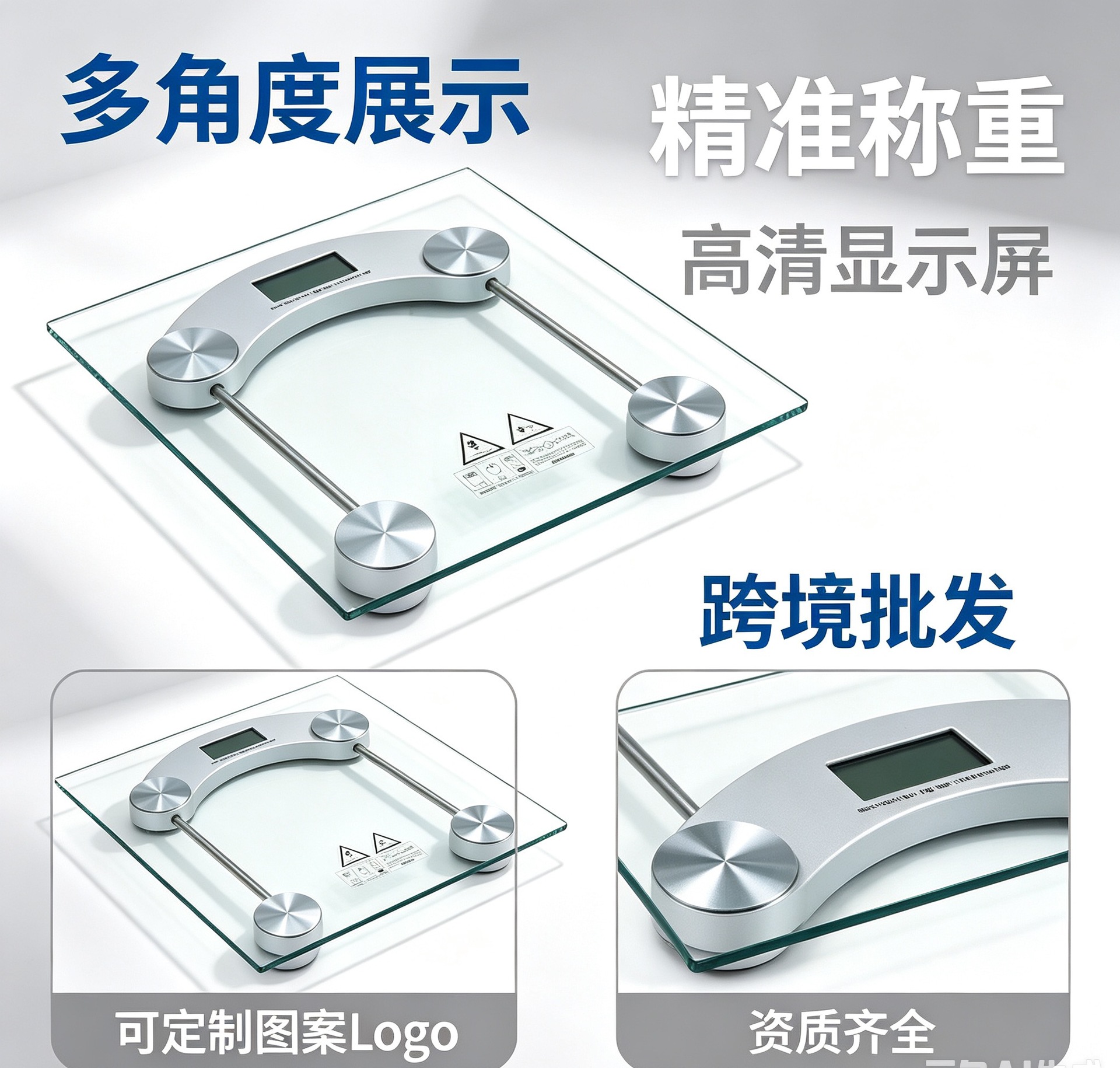 Manufacturer wholesale household health scale electronic scale gift tempered glass transparent round scale with logo printing cross-border