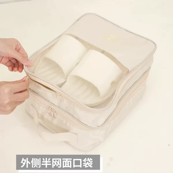 Travel Storage Three-Layer Shoe Bag Thickeneded Twill Oxford Cloth Shoe Bag Outing Shoe Bag Portable