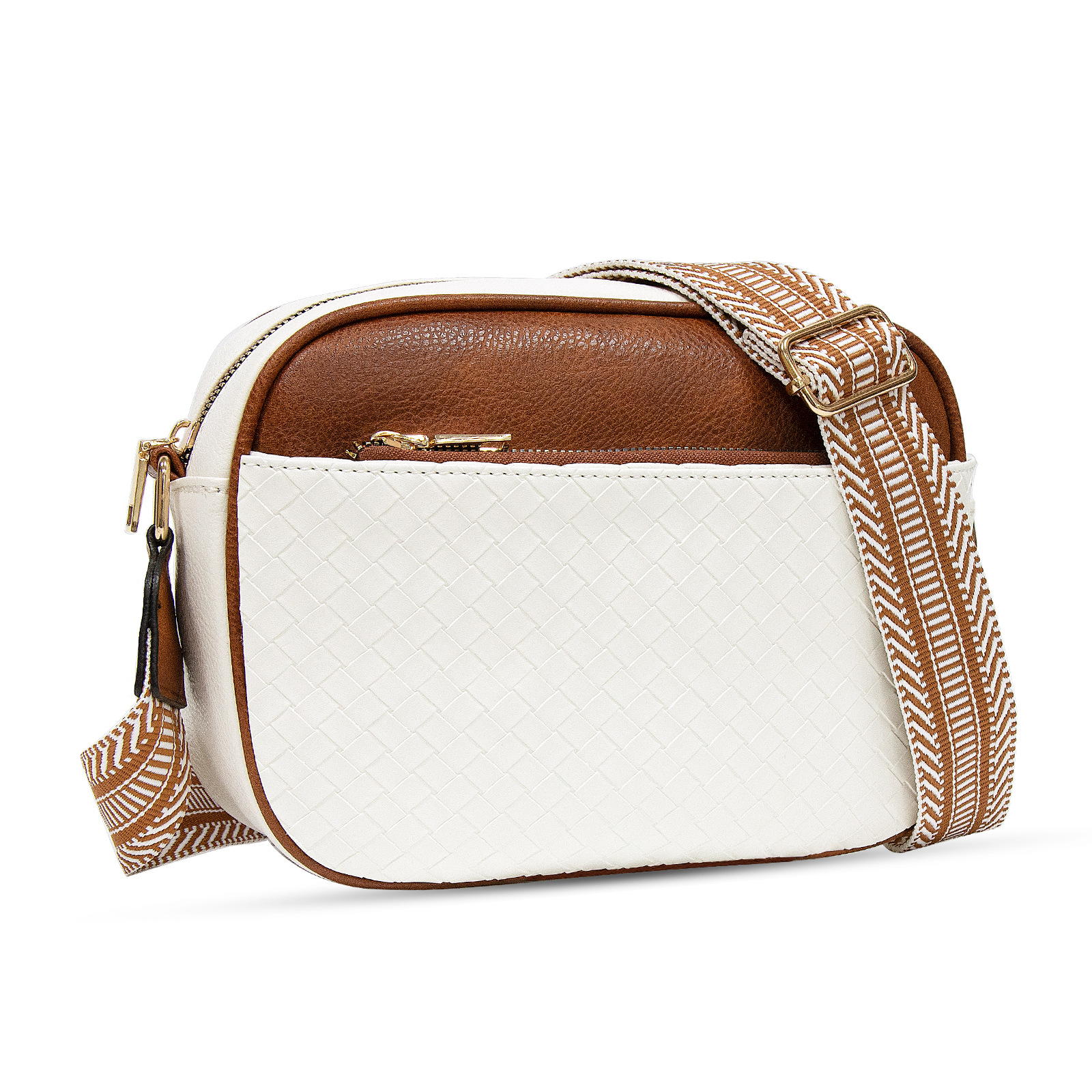 En stock Amazon Venta caliente acolchado bordado Plaid color a juego retro hombro bolsa cremallera hombro Correa mensajero bolsa cartera pequeña bolsa cuadrada