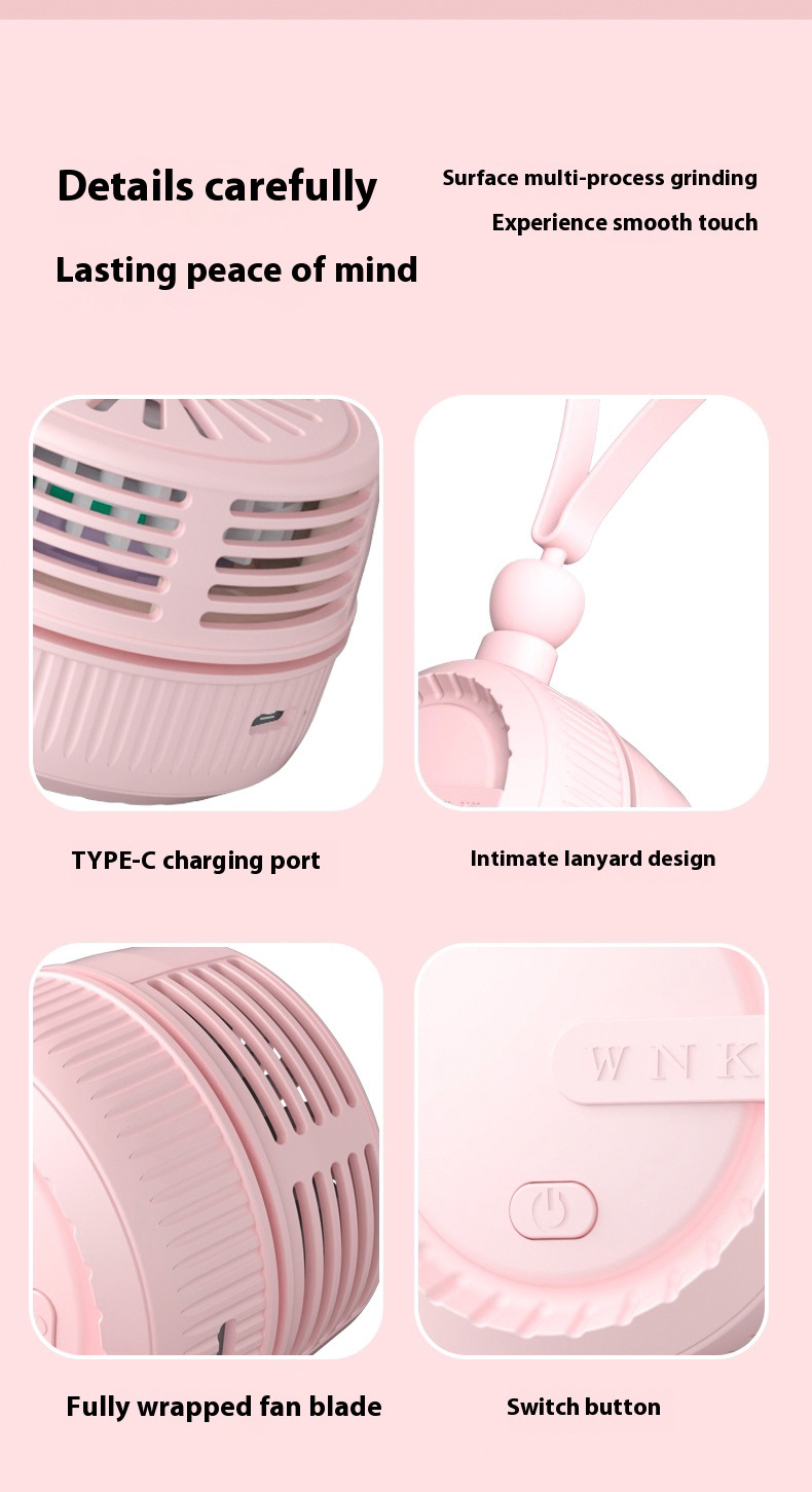 Portable Neck Fan Bladeless Usb Rechargeable Silent Cooling Fan_voghion.com