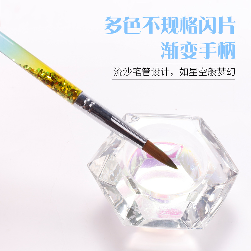 Nuevo gran pluma de cristal de manicuras francesa escultura de uñas líquida arena flotante oro lenteja pluma de cristal de aceite