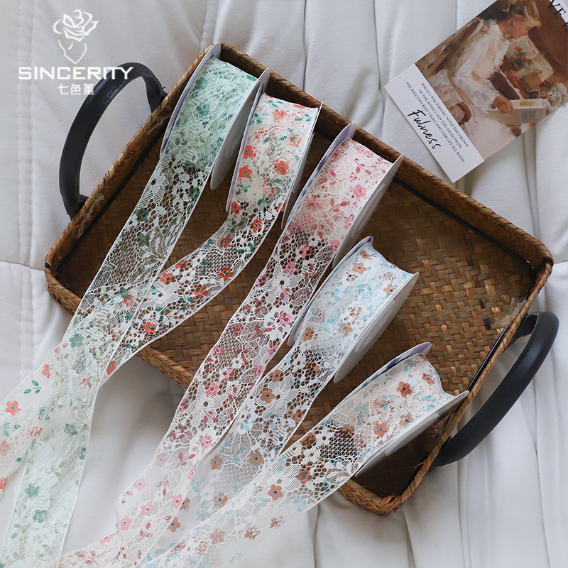 Siete colores, encaje de primavera, cinta de encaje, embalaje de flores, embalaje de regalo, regalo de bricolaje, material de floristería