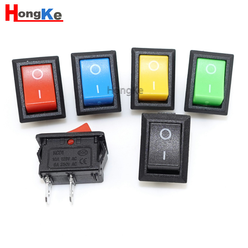 单刀船型开关 翘板电源开关KCD1-101 红色2脚2档 电子秤开关 铁脚