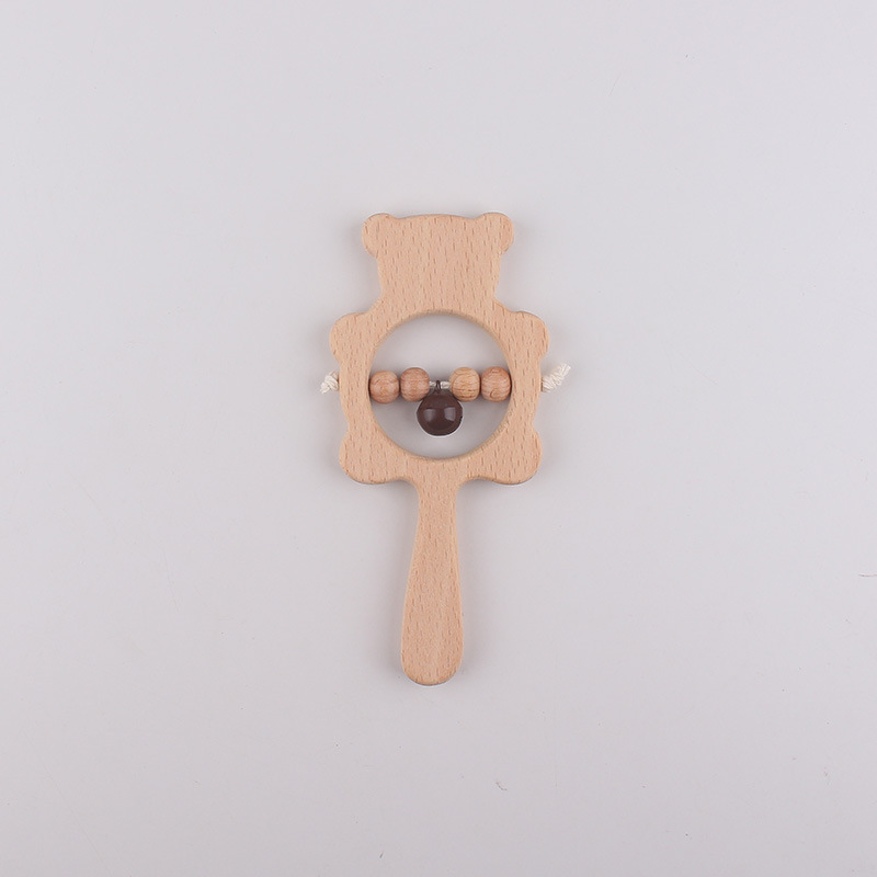 Bebé recién nacido beech animal oso campana calmar goma de plástico infantil puzzle manual agarrar juguete campana