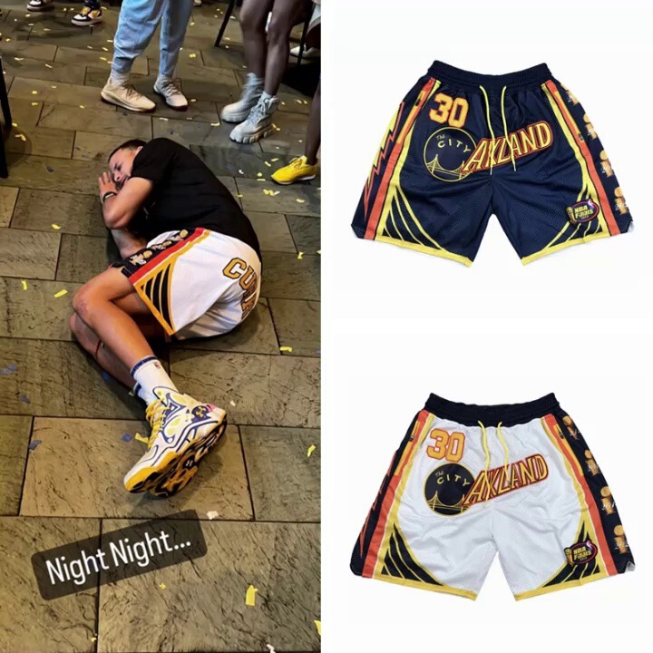 Curry Championship Parade Boys American Basketball Shorts Winning Team Warriors Five Points Breathable Pants Training Retro