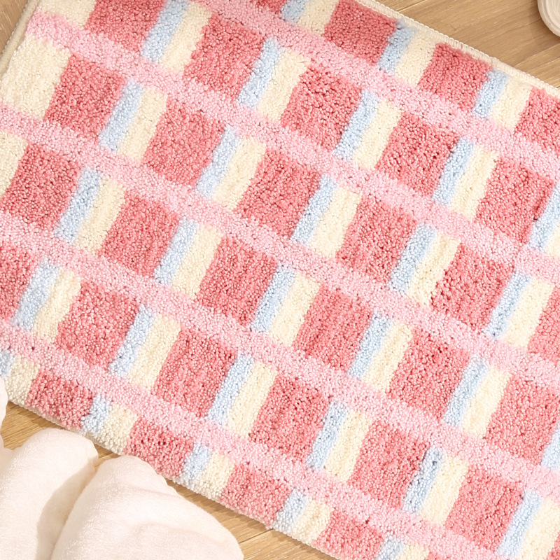 Door Absorbent Quick-Dry Foot Toilet Bathroom Carpet Bedroom Dopamine Flocked Mat_voghion.com