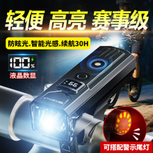 自行車燈夜騎燈 USB充電強光手電筒單車前燈騎行裝備山地車燈配件