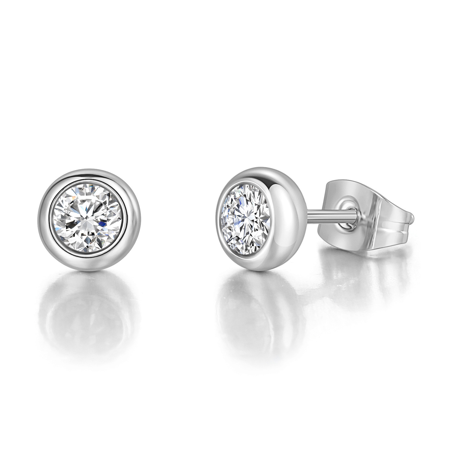 Classic Diamond Stud Earrings Geometric Zircon Fashion Jewelry_voghion.com