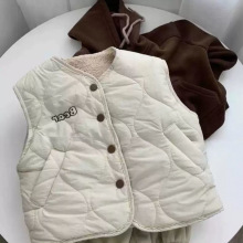 2025两面穿~秋冬款韩版毛马中小童可爱卡通刺绣双面穿坎肩背心潮