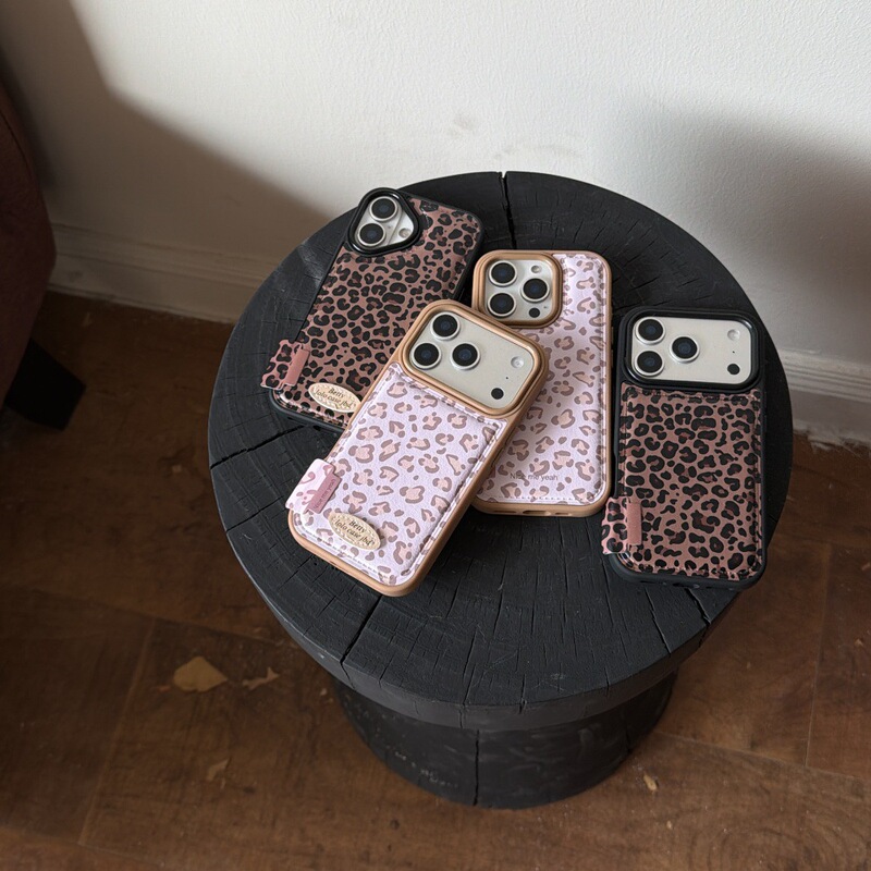Leopard Print Leather Label Mobile Phone Case Suitable for Apple 17/16 Promax Personalized All-Inclusive iPhone 15/14 Creative