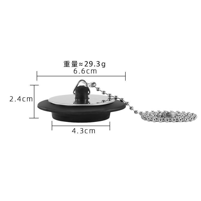 Tapón de la bañera, inodoro, desodorante, sellado, desagüe de piso, resistente a la corrosión, no deformable, tapón de lías de agua de alcantarillado con cadena