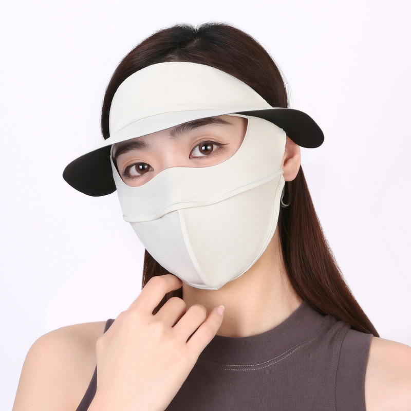 Nueva máscara solar de explosión, cara de vinilo, brida de sombrero, máscara solar de hielo tridimensional UV