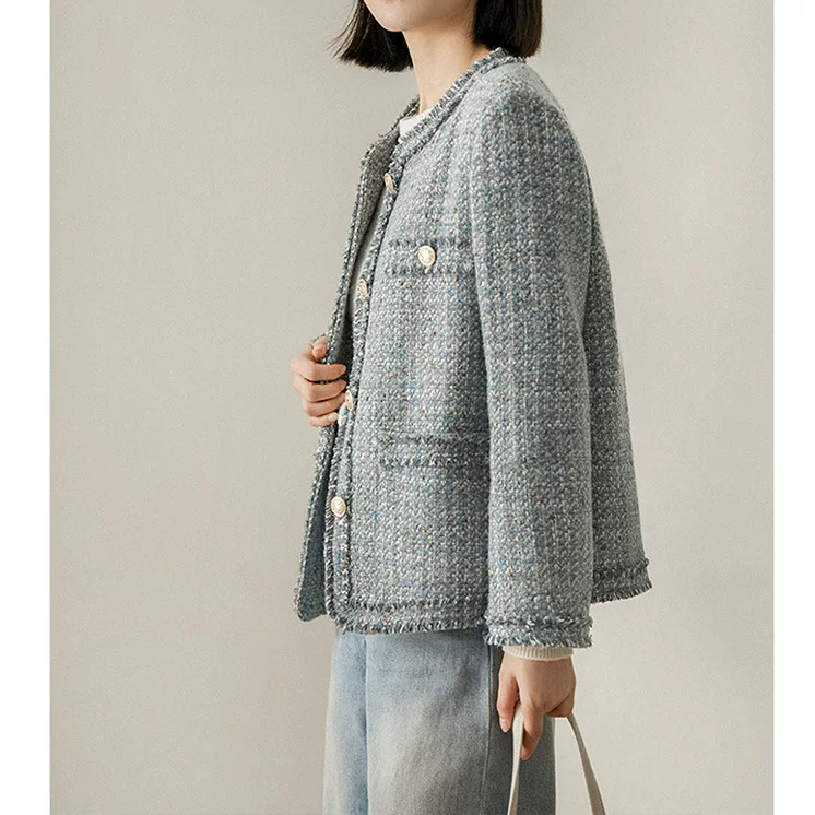 Свитерная элитная короткая куртка, стиль Chanel, французский стиль, городской стиль