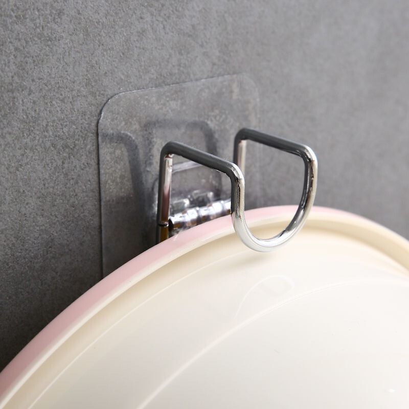 家庭用トイレ穴なし透明フックキッチン強力無痕粘着フック浴室吊り式洗面器棚|undefined