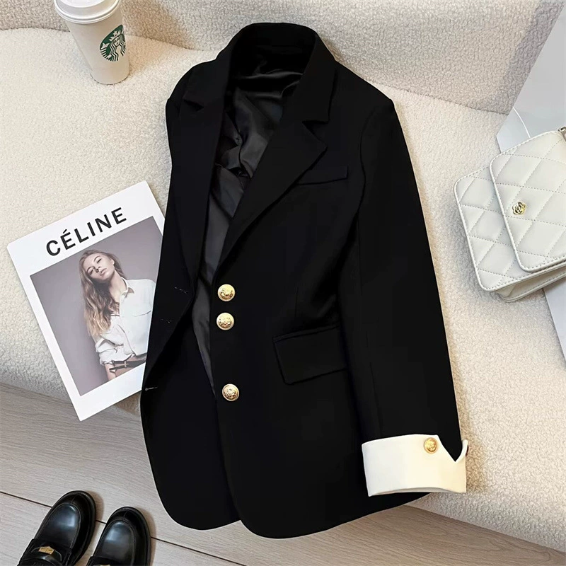 Blazer jacket, Korean-style oversized classic suit jacket for leisure