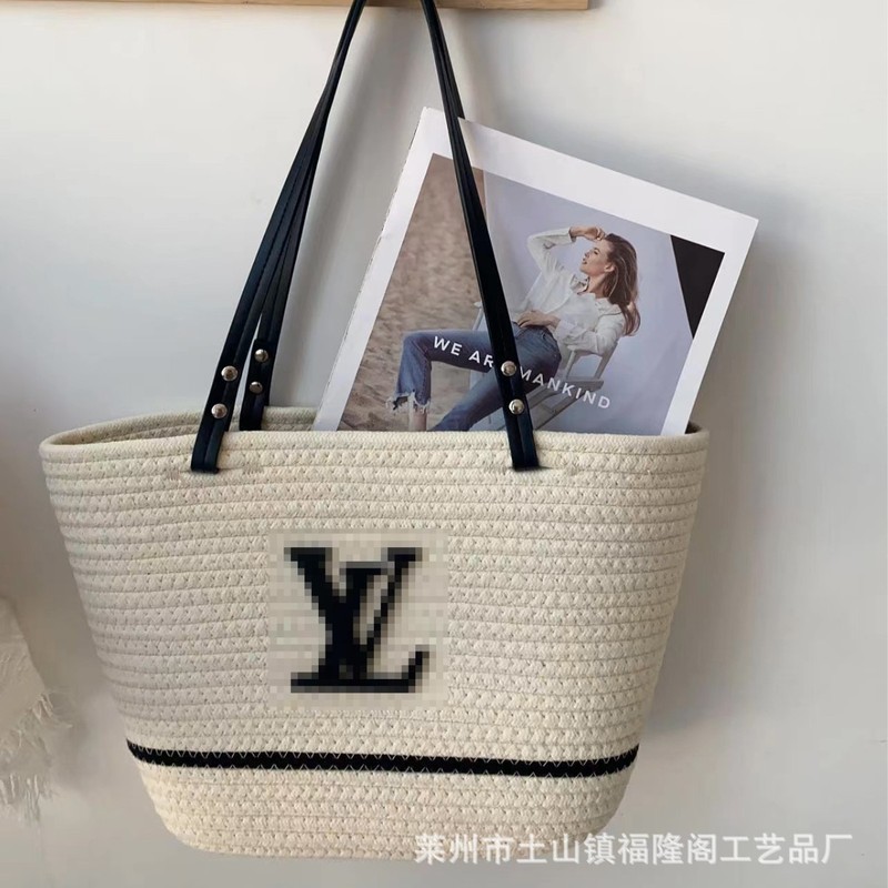 2025新款大容量度假风沙滩包车缝线织物单肩包带拉链棉绳包包女|undefined