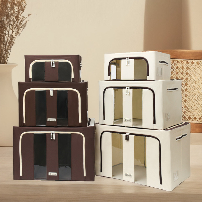 Paishilong Thickened Oxford Cloth Waterproof Storage Box Large Clothes Quilt Toy Steel Frame Folding Bainer Box Wholesale