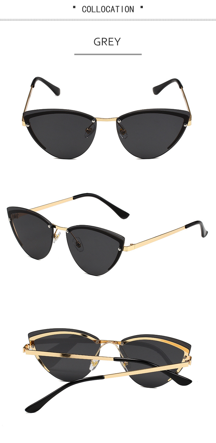 37g Weight Frameless Glasses Structure Sunglasses Classification PC, UV400 Protection Lens Material Cat Eye Glasses Style Travel, Street Occasion Solid Color Pattern Women's Gender Streetwear Style Streetwear Solid Color PC UV400 Protection Cat Eye Frameless Women's Sunglasses 6