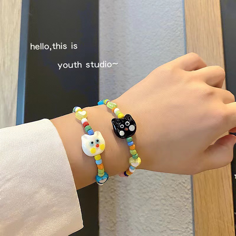 Cartoon Style Cat Seed Bead Handmade Unisex Bracelets 1 Piece