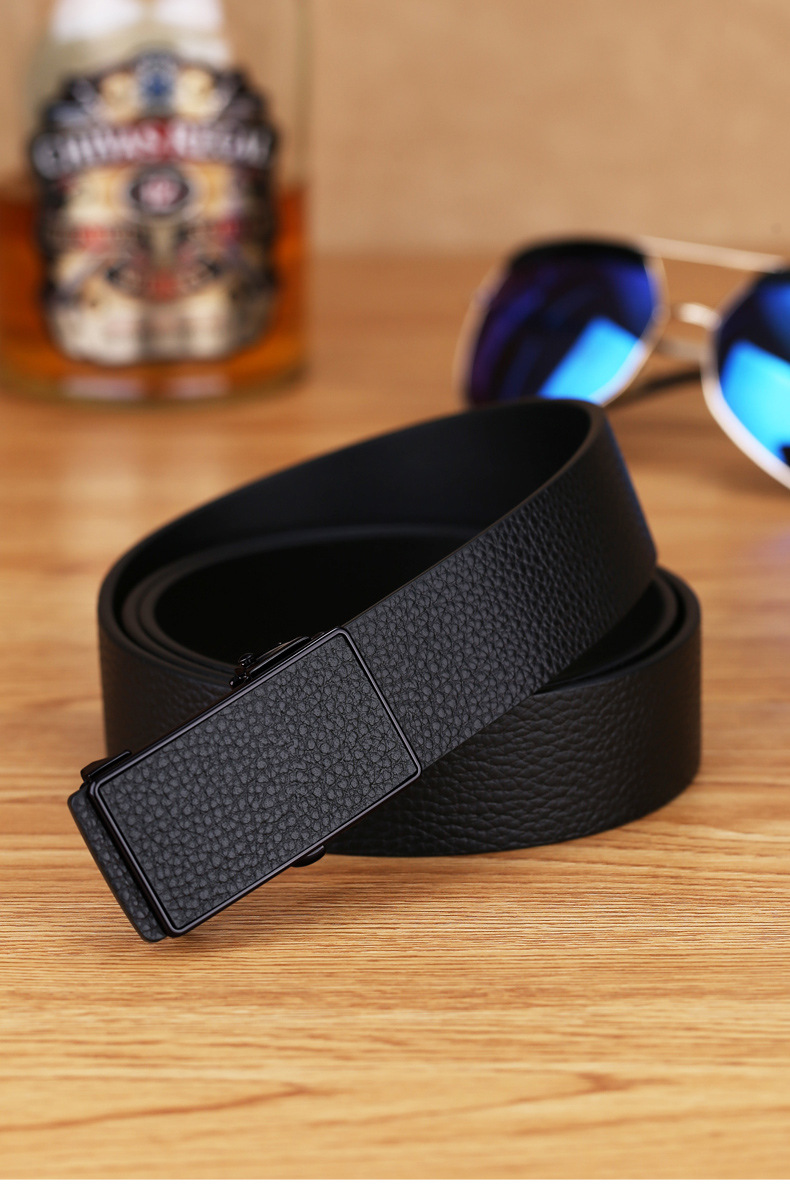 Men's Leather Belt New Style Genuine Cowhide Automatic Buckle Casual Trend Versatile Youth Men's Waist Belt Business Trouser Belt