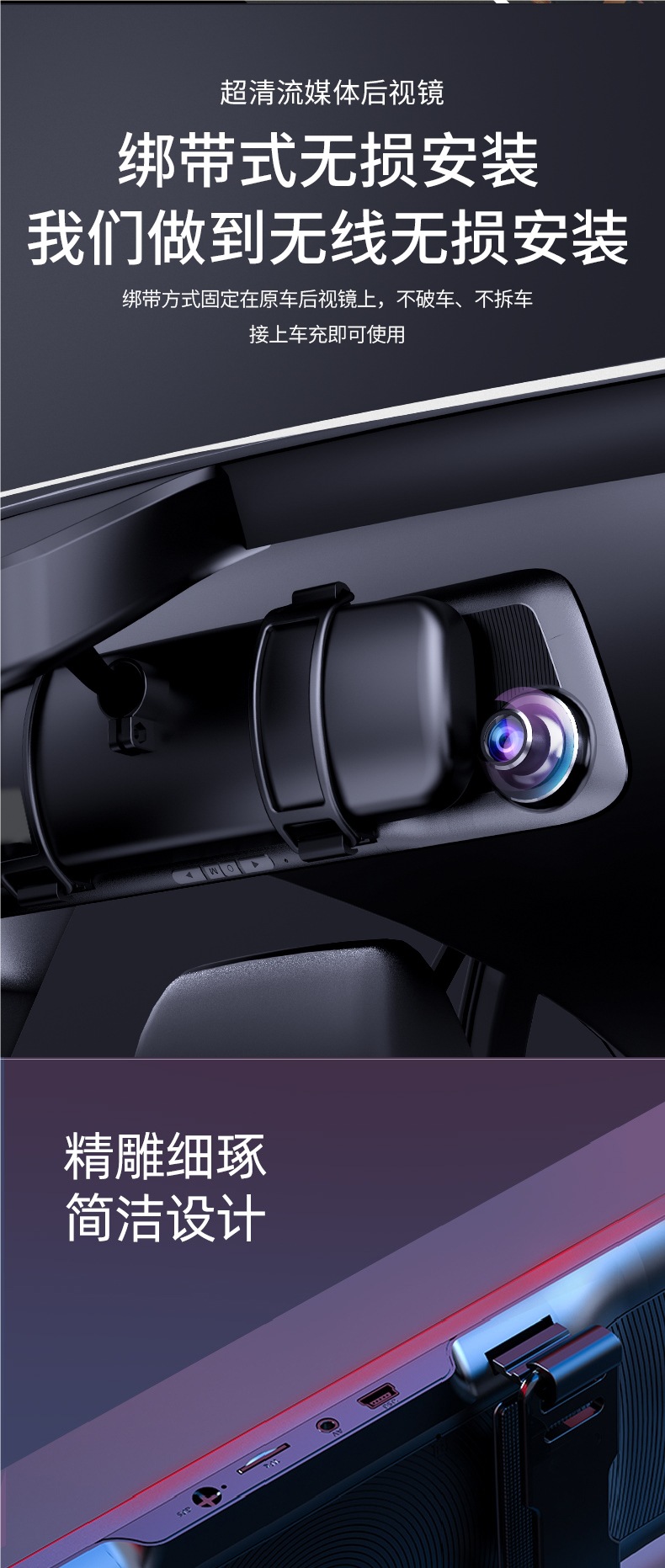 Jiedu Rearview Mirror Driving Recorder 2025 New Model Panoramic 360 Front and Rear Dual-Camera Ultra-High-Definition Reversing Intelligence