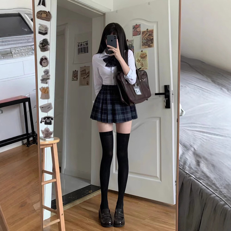 Original Mars Jk Uniform Skirt Genuine High Waist Pleated Skirt Female Dog Short Sag Skirt Waist Shirt suit Autumn and Winter