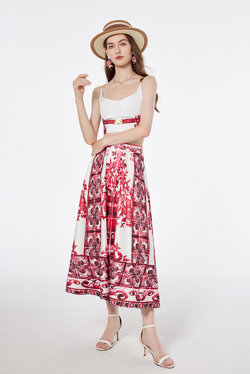 Daily Beach Women's Vintage Style Printing Polyester Skirt Sets Skirt Sets display picture 2