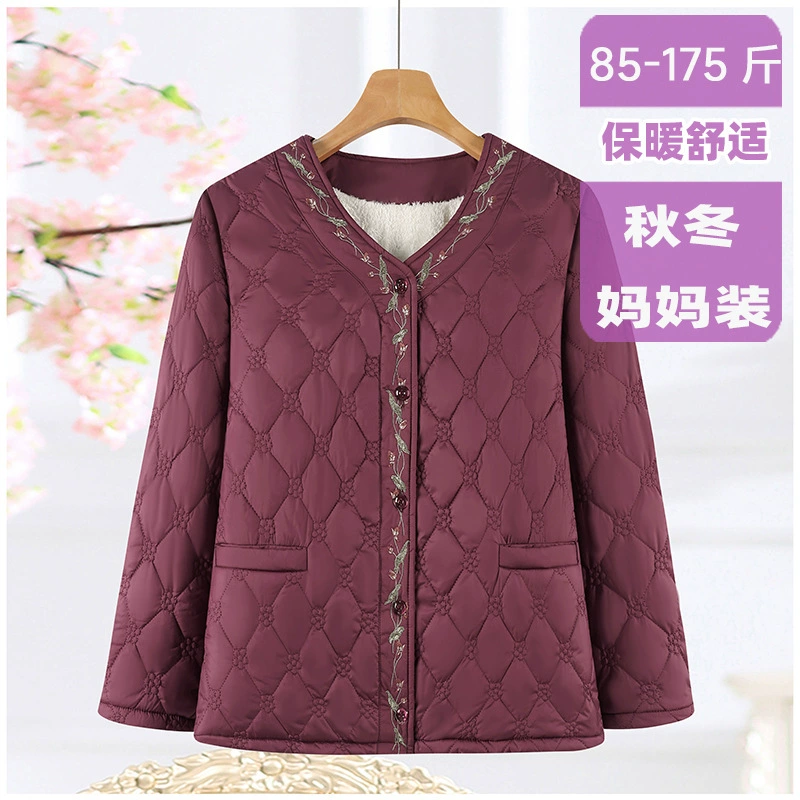 Бабушка осенняя и зимняя хлопчатобумажная куртка мама плюшевая толстая маленькая хлопчатобумажная куртка пожилого возраста
