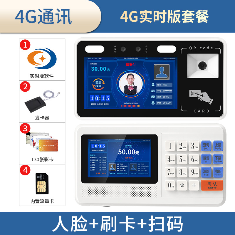 Real-time version of 4g package (swipe card + face + scan code)