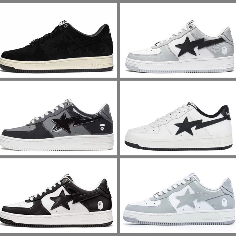 Bapestask8Dunk Sneakers Black and White Multi-Color Patent Leather Couple Retro Vibe Style Low-Top Casual Shoes