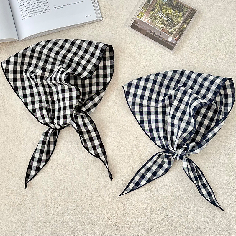 Pañuelo en la cabeza, diadema pastoral femenina de verano, nuevo estilo, bufanda de seda, bufanda a cuadros de alta calidad, chal, bufanda triangular, cintura, cortina de pedo, apilamiento