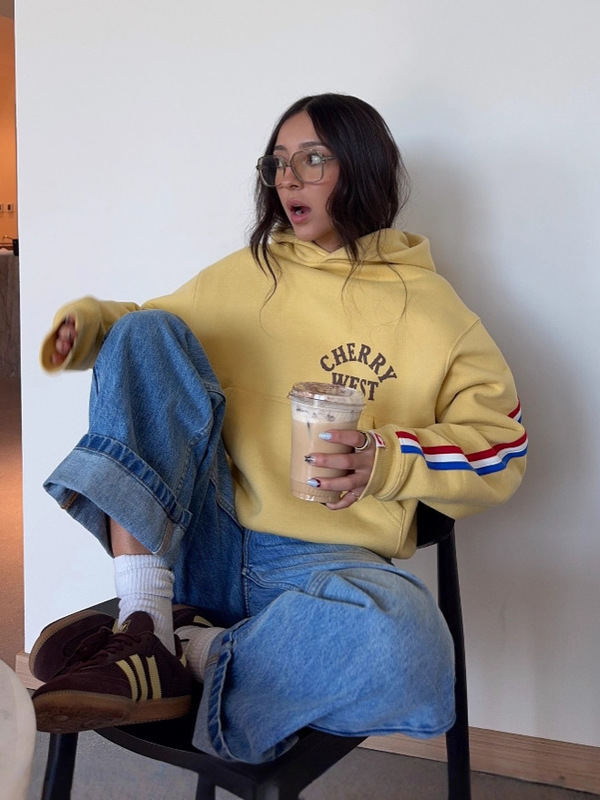 ヨーロッパとアメリカのクロスボーダーアマゾンストライプコントラストカラースウェットシャツトップ女性のための春と秋の厚いフード付き怠惰なルーズジャケット女性のための|undefined