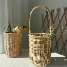 草编柳编家居装饰田园风手工编织花篮客厅桌面干花插花小提篮收纳