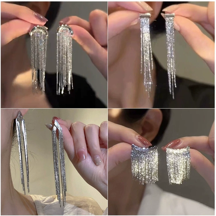 Серебряная игла, серьги, серебро 925 пробы, лёгкий люксовый стиль, высококачественный стиль