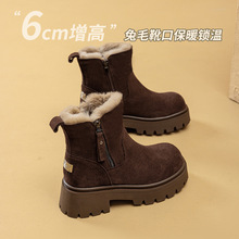 2025冬季新款厚底雪地靴女双拉链加绒保暖短靴子休闲高帮加厚棉靴
