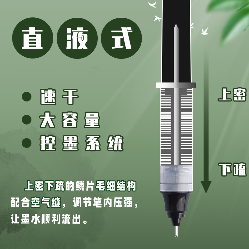 모닝라이트 중성 스트레이트 액체 볼펜 속건성 블랙 시그니처펜 레드블루 스노우플레이크펜 0.5MM 바늘 튜브