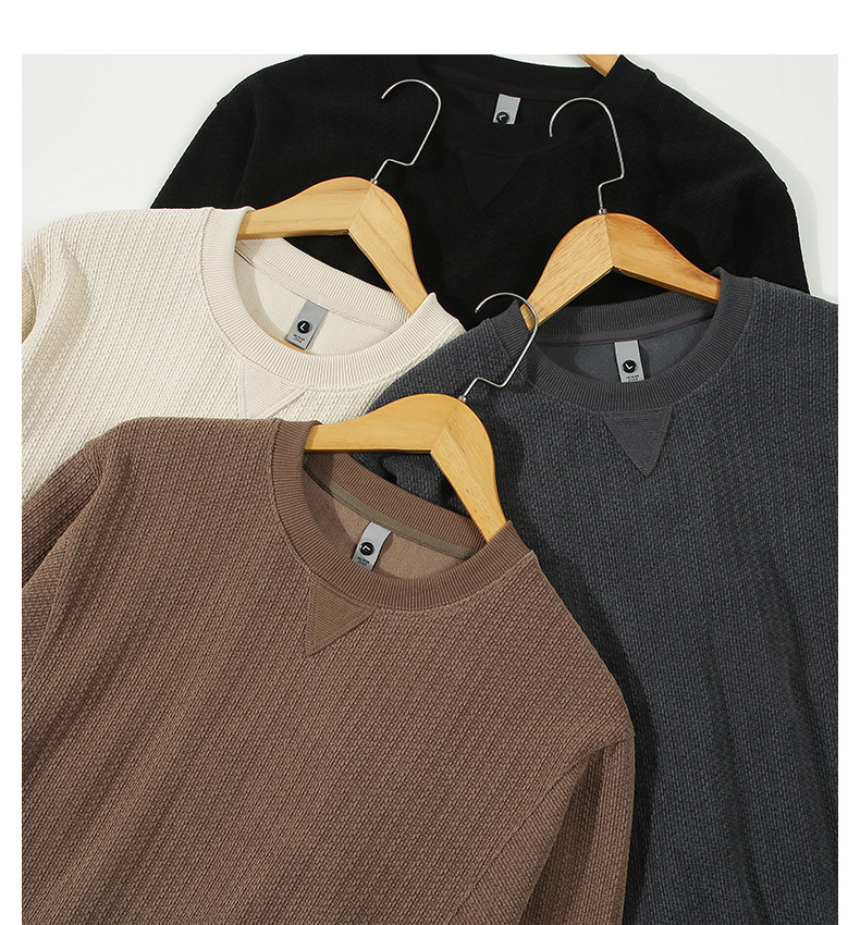 ​Men's Jacquard Patchwork Crewneck Sweatshirt - Relaxed Fit Textured Design Casual Long Sleeve Top For Urban Retro Style​_voghion.com