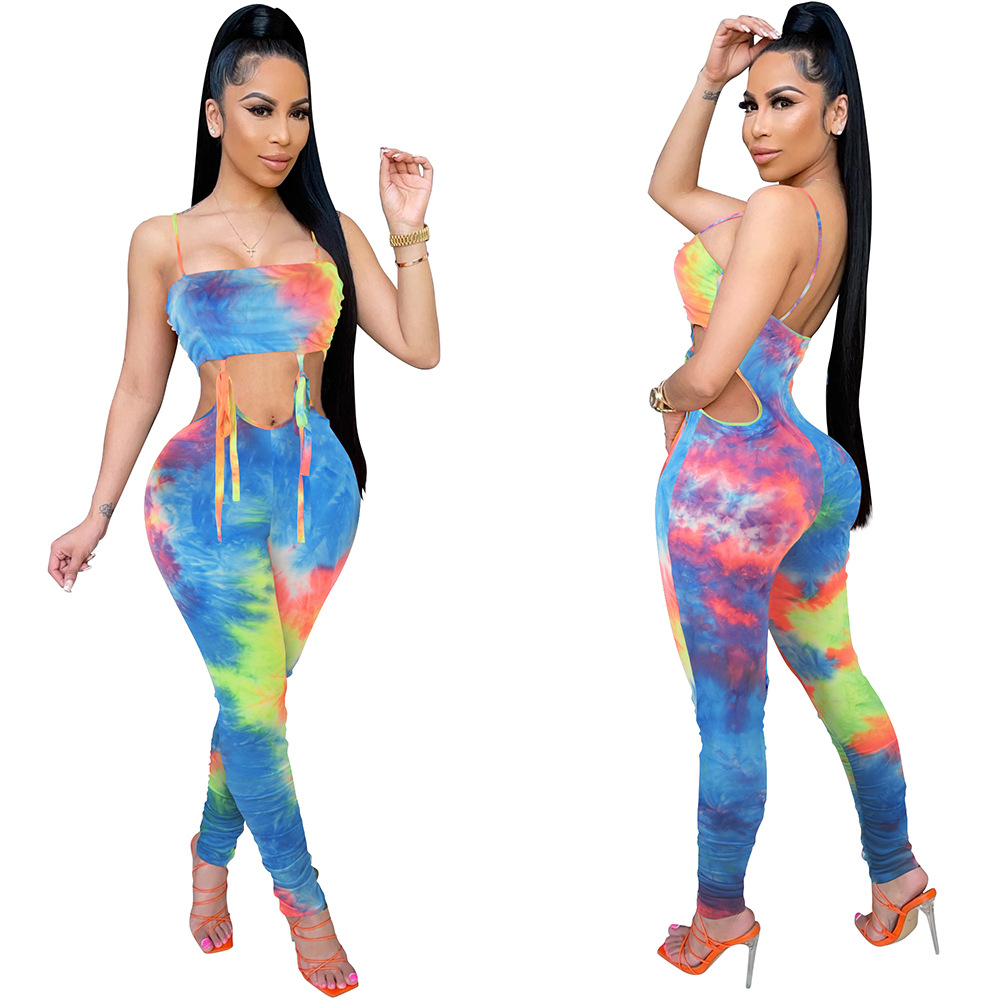 Tie-Dye Double-Layer Shoulder Jumpsuit NSCQ65948