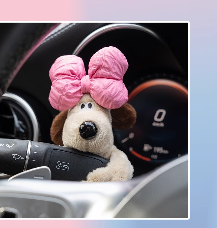 2025 New Model Car Turn Signal Light Dog Plush Toy Dashboard Decoration Doll Car Interior Decoration Ornament for Women